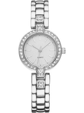 Women's Silver Small Thin Analog Quartz Bracelet Dainty Waterproof Wrist Watch